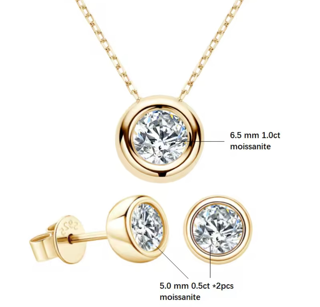 Iced Out Three-Piece Round Cut Necklace & Earring Set By Diamond District Cartel