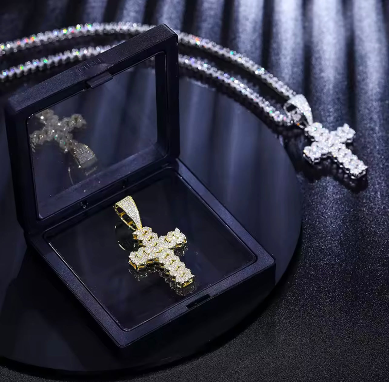 Iced Out Cuban Crucifix Pendant By Diamond District Cartel
