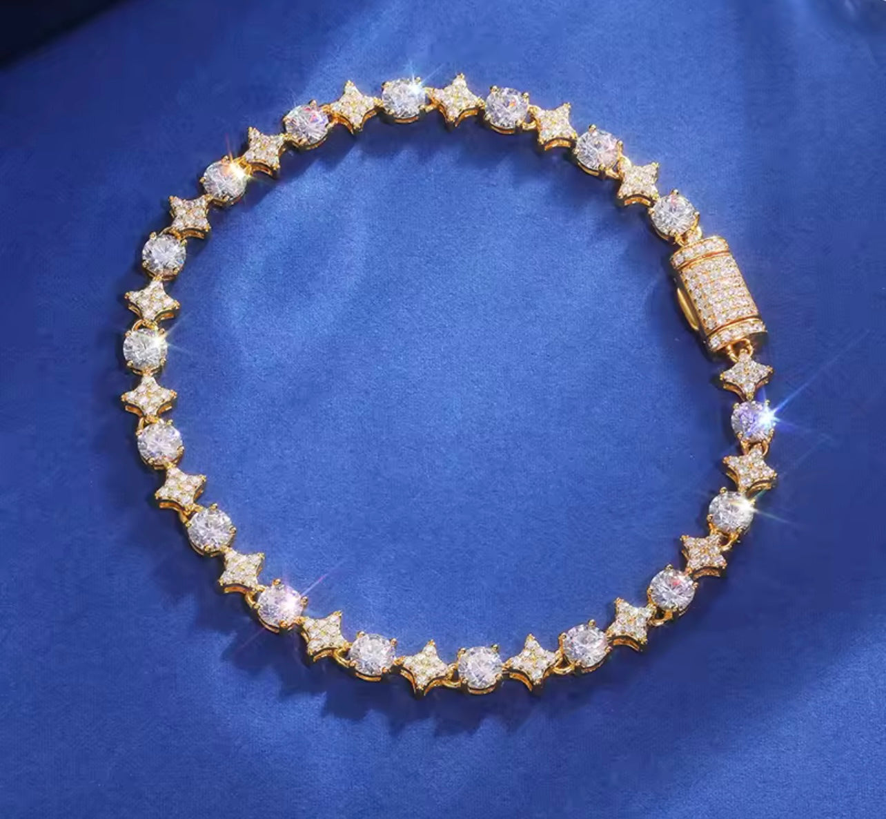 Iced Out Star And Stone Tennis Bracelet By Diamond District Cartel