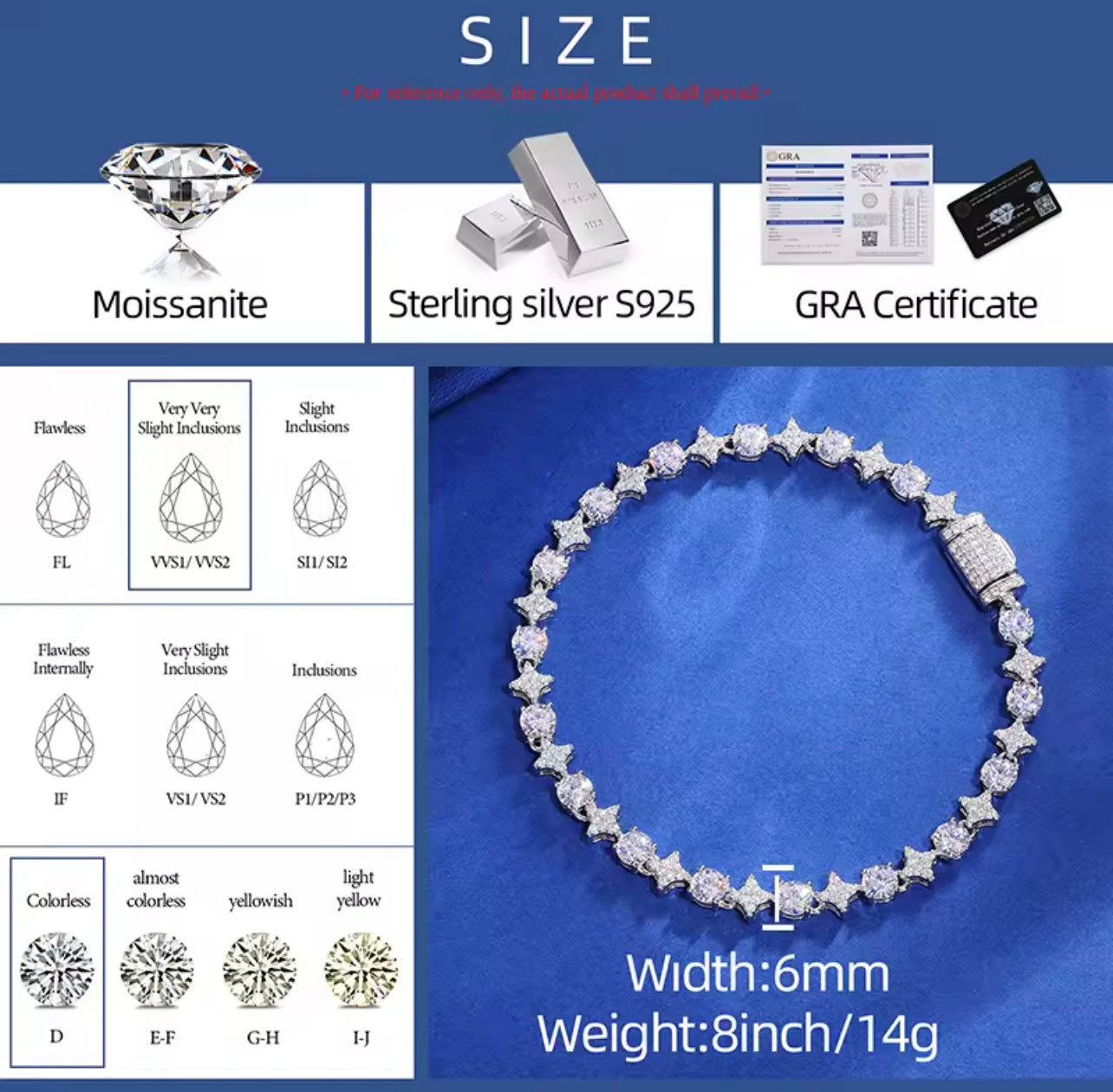 Iced Out Star And Stone Tennis Bracelet By Diamond District Cartel