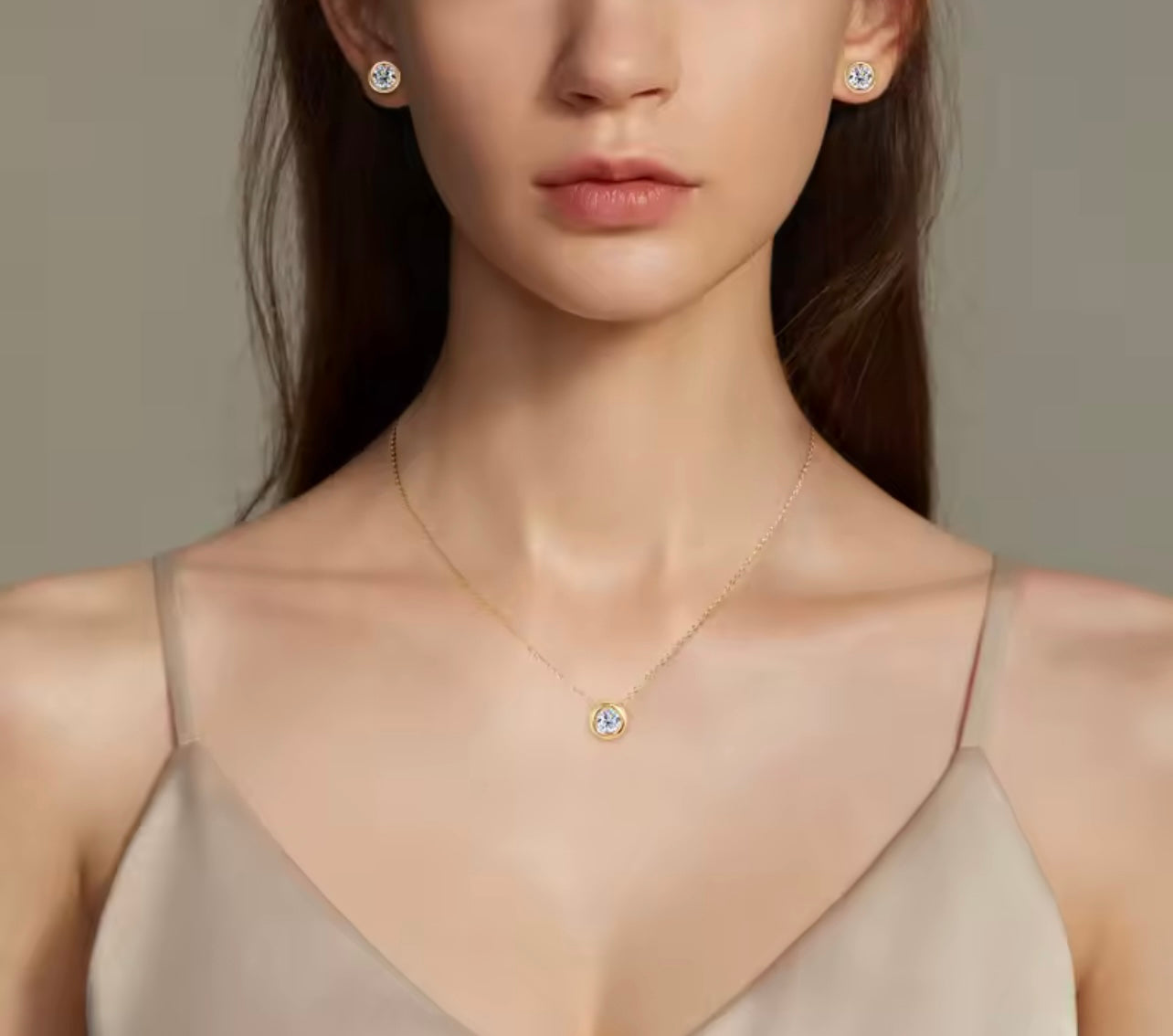 Iced Out Three-Piece Round Cut Necklace & Earring Set By Diamond District Cartel