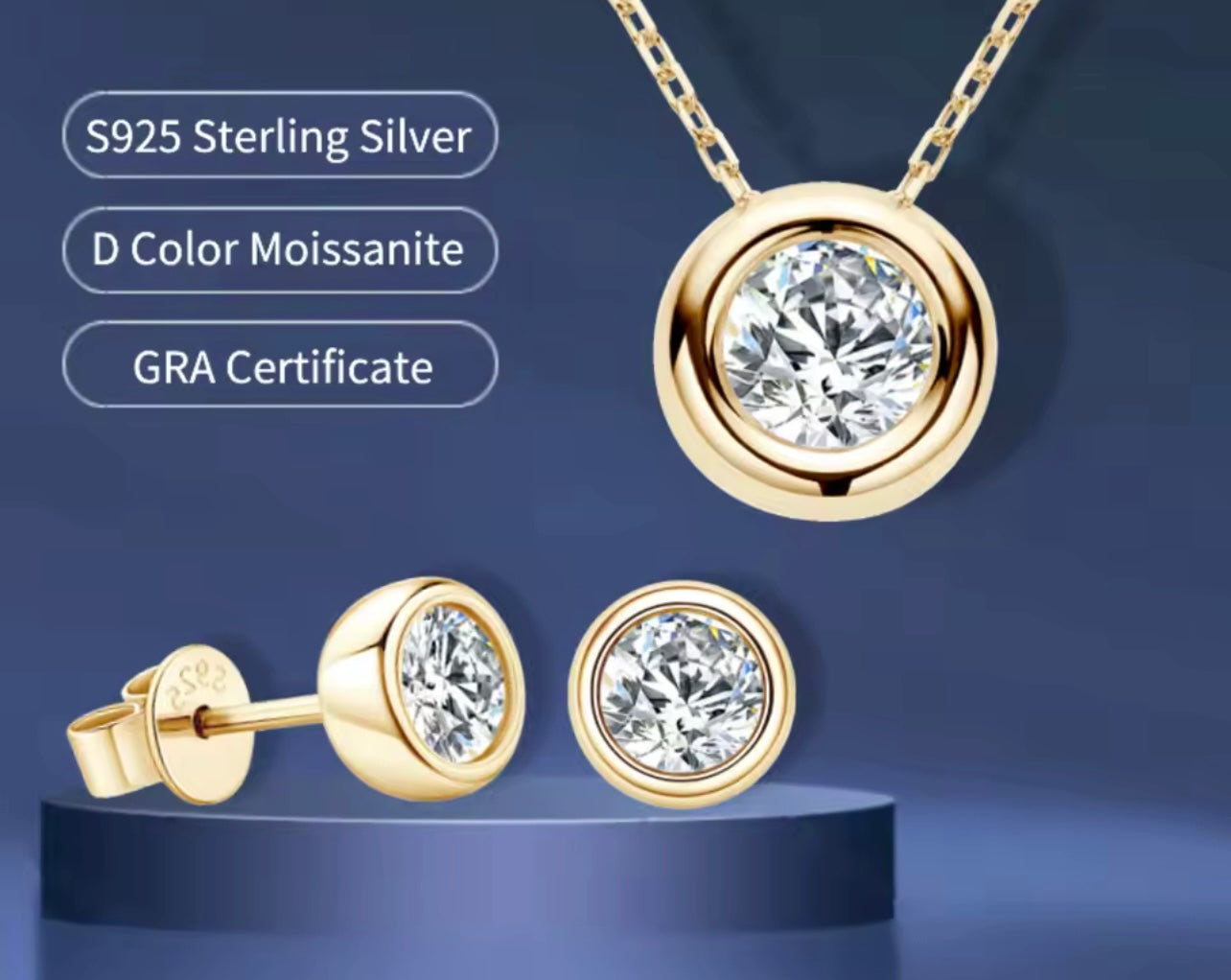Iced Out Three-Piece Round Cut Necklace & Earring Set By Diamond District Cartel