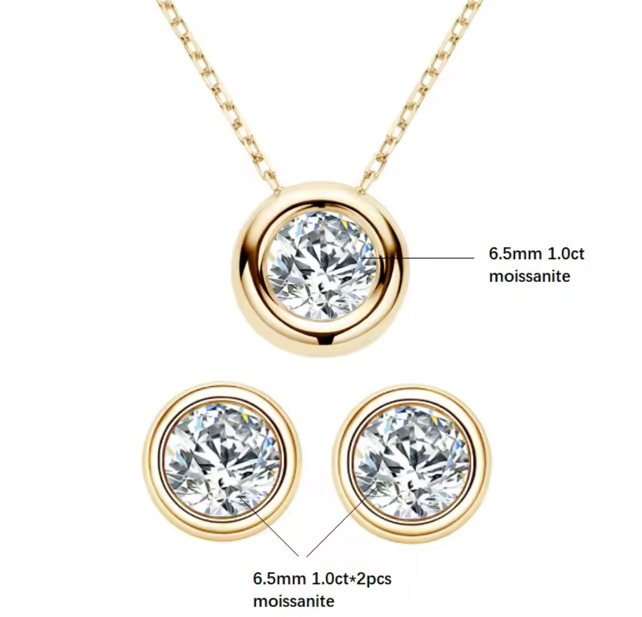 Iced Out Three-Piece Round Cut Necklace & Earring Set By Diamond District Cartel