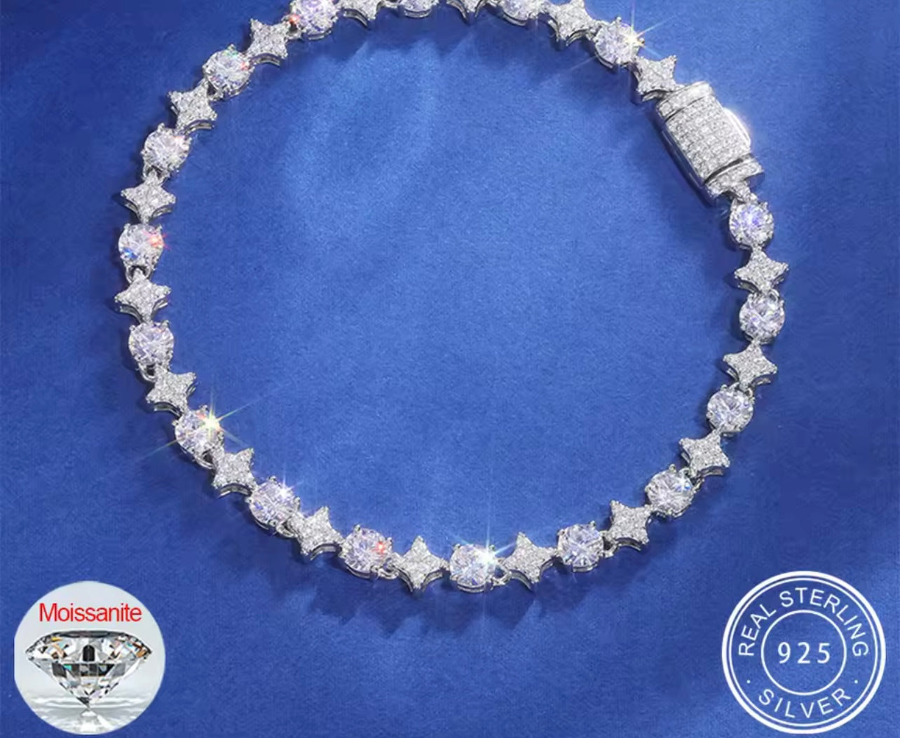 Iced Out Star And Stone Tennis Bracelet By Diamond District Cartel