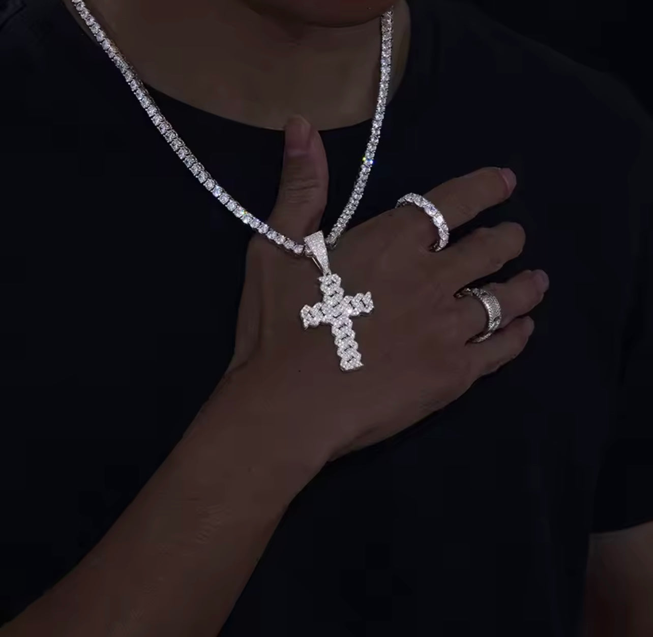 Iced Out Cuban Crucifix Pendant By Diamond District Cartel