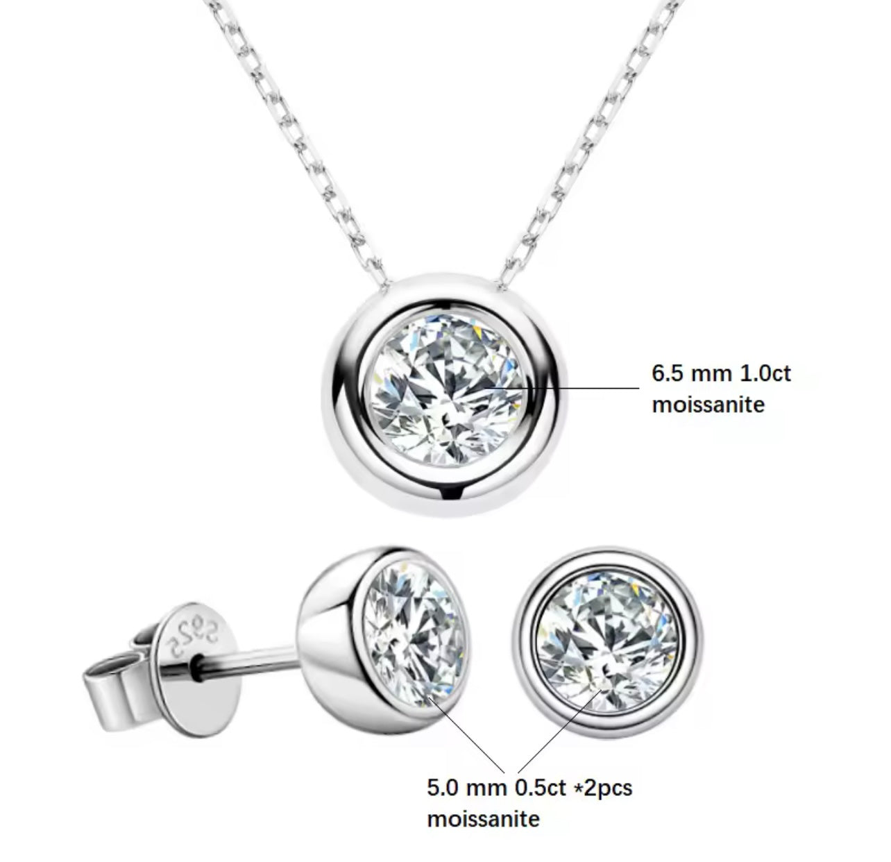 Iced Out Three-Piece Round Cut Necklace & Earring Set By Diamond District Cartel