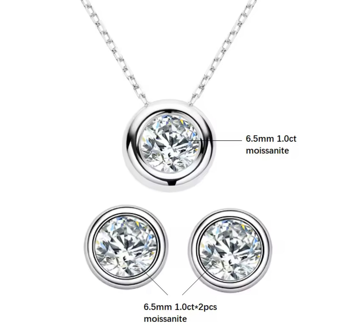 Iced Out Three-Piece Round Cut Necklace & Earring Set By Diamond District Cartel