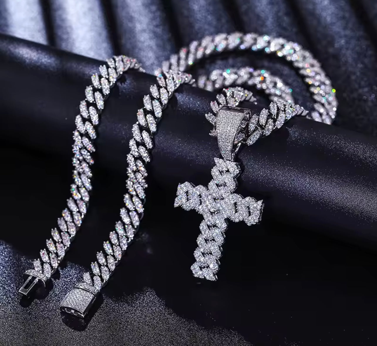 Iced Out Cuban Crucifix Pendant By Diamond District Cartel