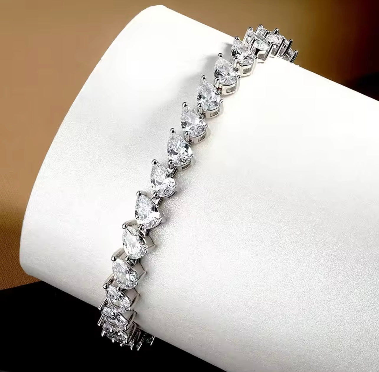 Iced Out Angled Pear Diamond Bracelet By Diamond District Cartel