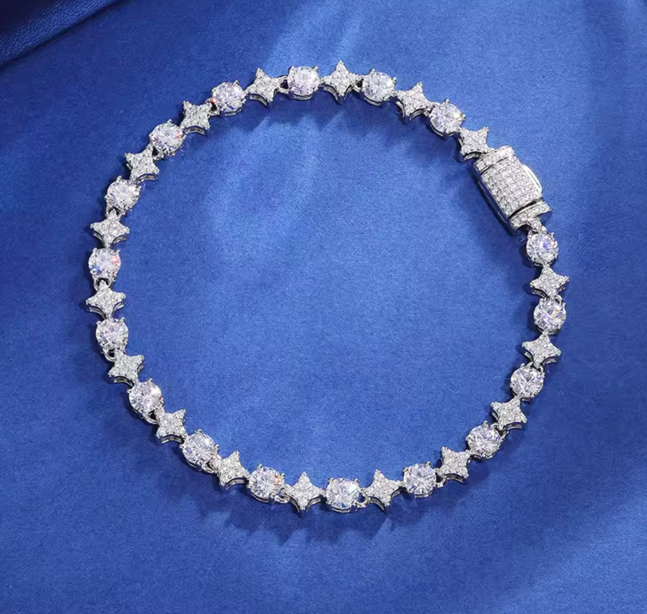 Iced Out Star And Stone Tennis Bracelet By Diamond District Cartel