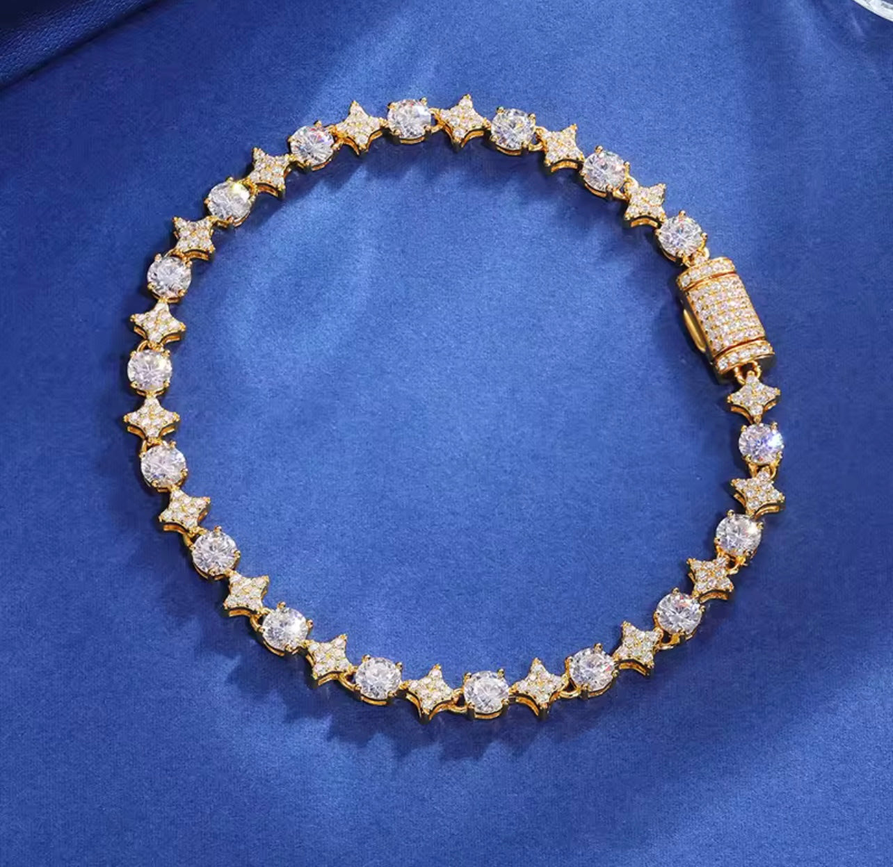 Iced Out Star And Stone Tennis Bracelet By Diamond District Cartel