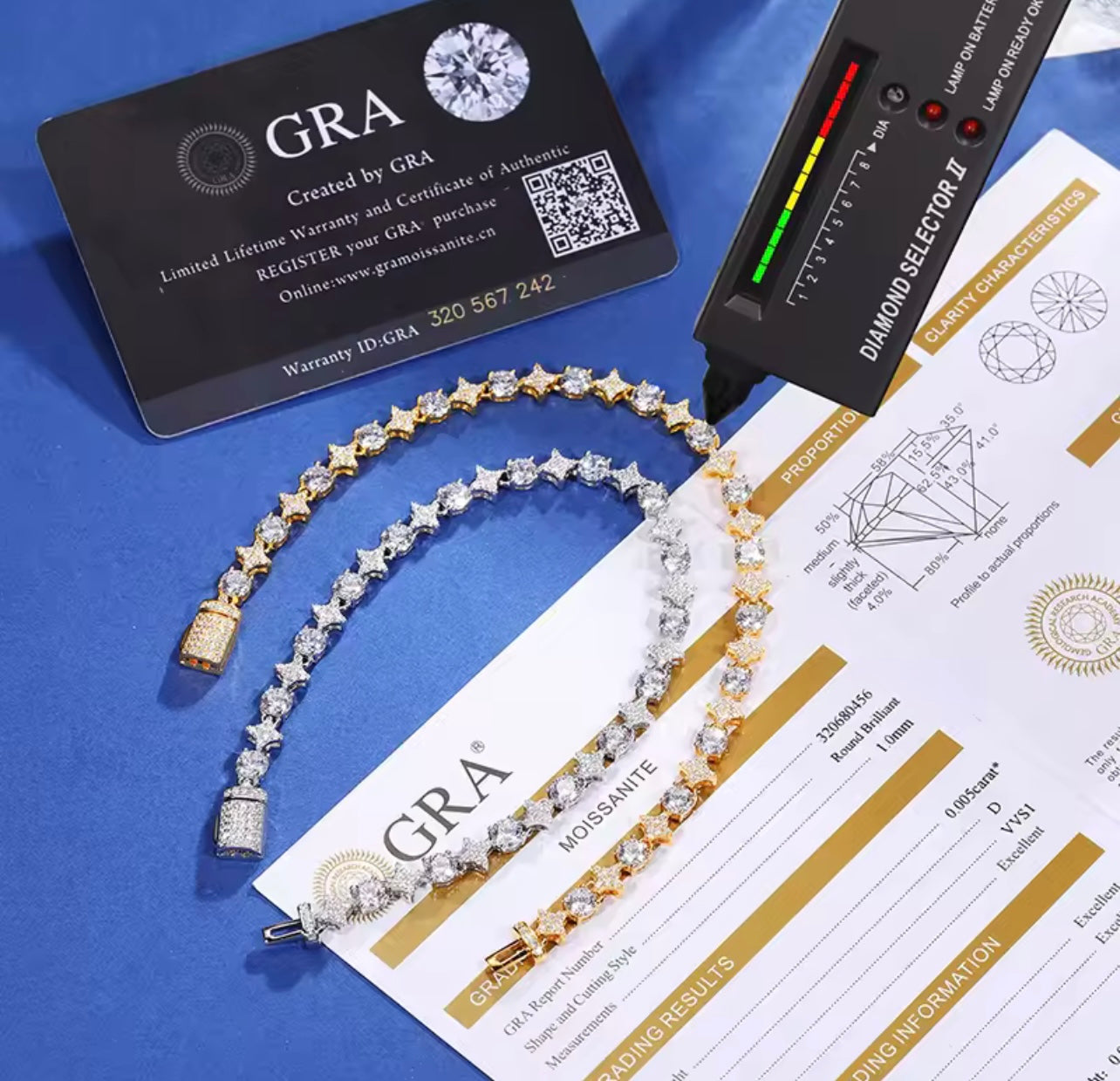 Iced Out Star And Stone Tennis Bracelet By Diamond District Cartel