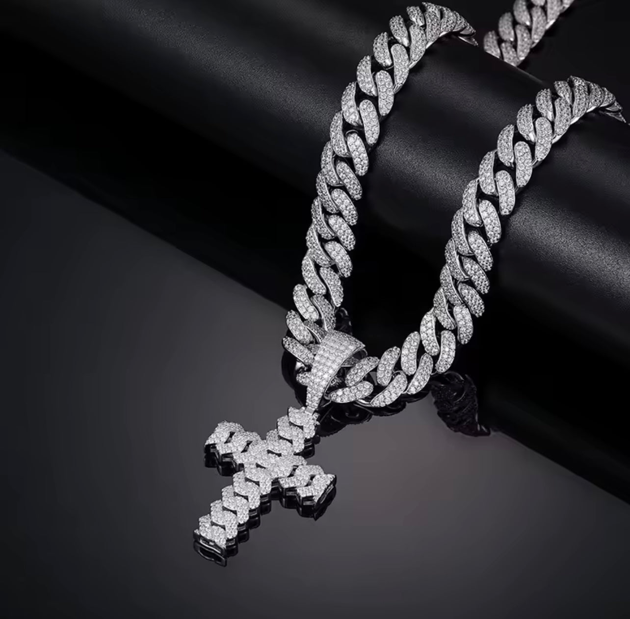 Iced Out Cuban Crucifix Pendant By Diamond District Cartel
