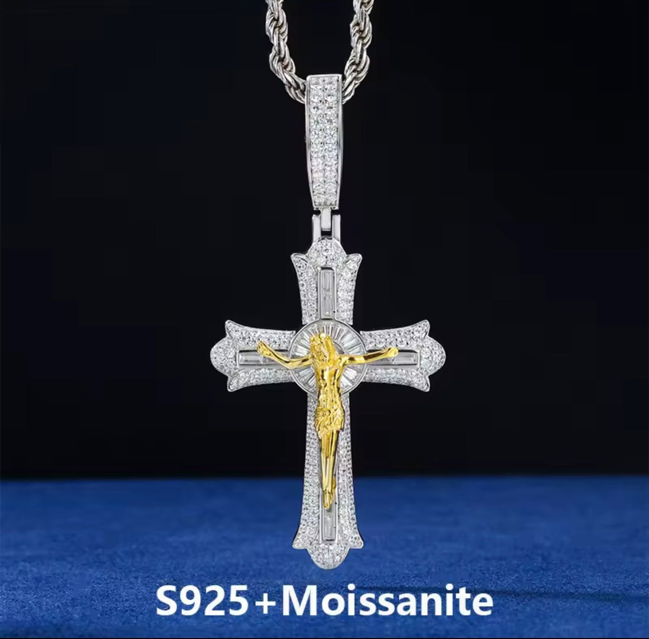 Jesus Crucifix Iced Out VVS Pendant By Diamond District Cartel