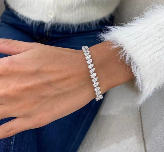 Iced Out Angled Pear Diamond Bracelet By Diamond District Cartel