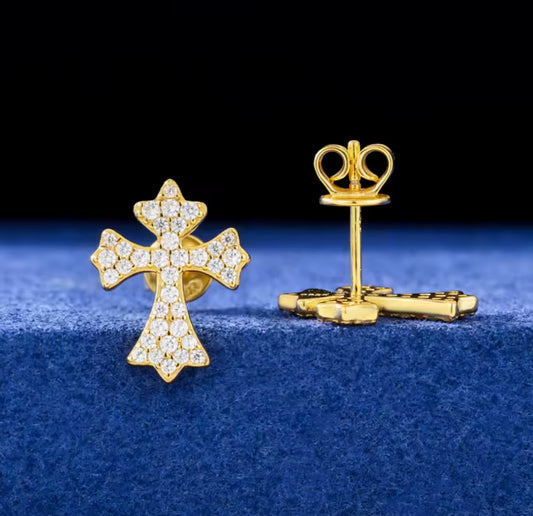 Iced Out Crucifix Earrings By Diamond District Cartel