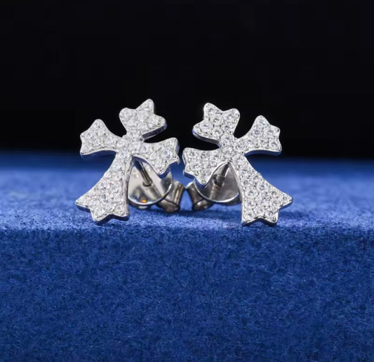 Iced Out Crucifix Earrings By Diamond District Cartel