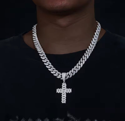 Iced Out Cuban Crucifix Pendant By Diamond District Cartel