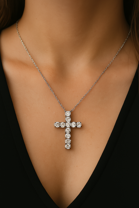 Women's Iced Out Cross Pendant By Diamond District Cartel