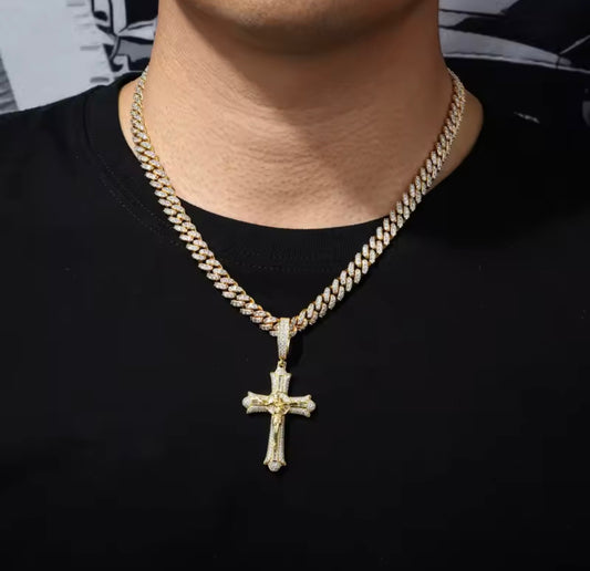 Jesus Crucifix Iced Out VVS Pendant By Diamond District Cartel
