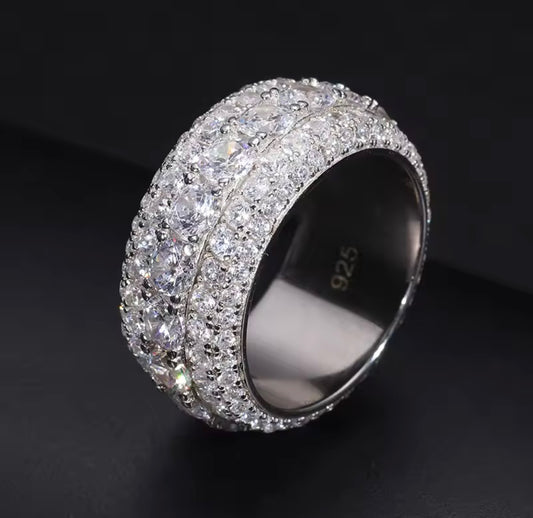 Gentlemen's 3 Row Iced Out Ring By Diamond District Cartel