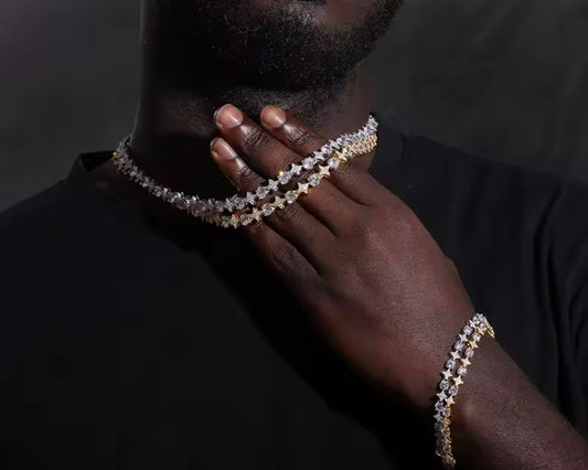 Iced Out Star & Stone Tennis Chain By Diamond District Cartel
